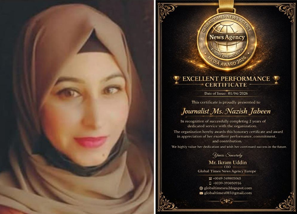 نازش جبین کی گلوبل ٹائمز نیوز ایجنسی کے ساتھ منسلک ہونے کے 2 سال مکمل